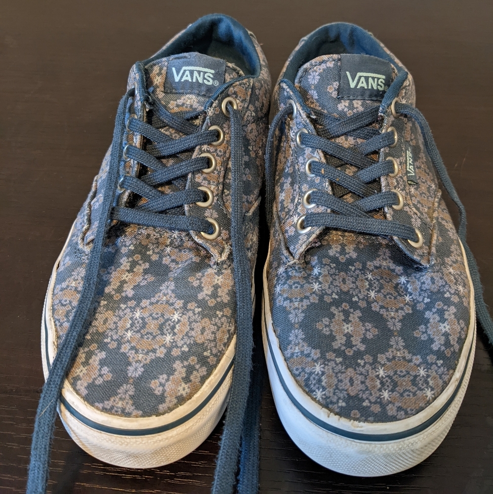 Vans Blue Floral Sneakers Women's 6